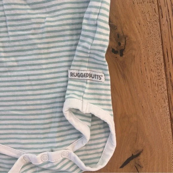 Baby Boy Shirt Bundle 4 piece Rugged Butts 6-9 months Striped Button Blue Green - Picture 4 of 16